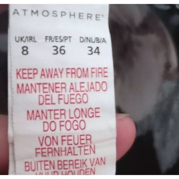 ATMOSPHERE SHEER BLACK, PINK, & BLUE FLORAL BUTTON DOWN BLOUSE SZ.US6 EUC. - Picture 5 of 6